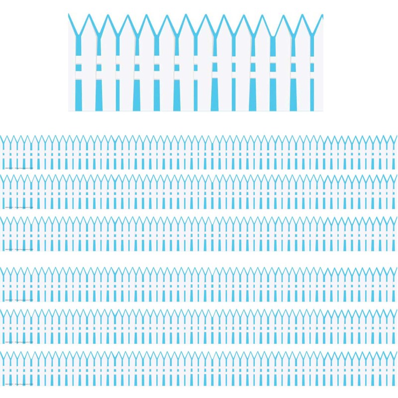 EUREKA - A Teachable Town Picket Fence Deco Trim Extra Wide, 37 Feet Per Pack, 6 Packs