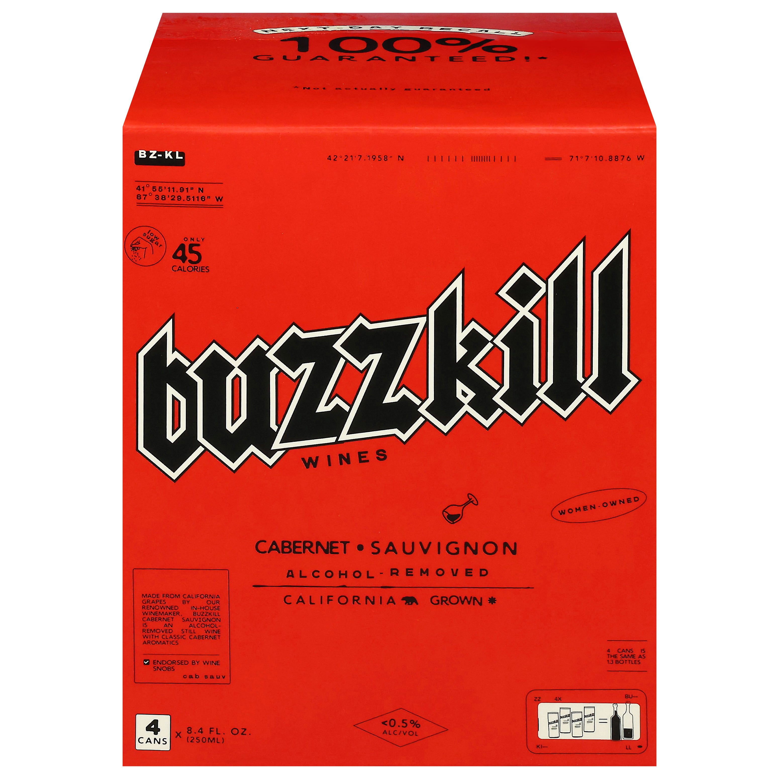 Buzzkill Wines Cabernet Sauvignon 4 - 8.4 fl oz Cans - Case of 6