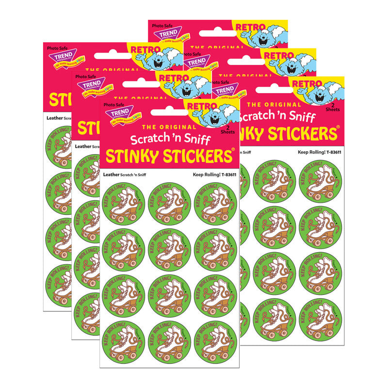 TREND - Keep Rolling!/Leather Scented Stickers, 24 Per Pack, 6 Packs