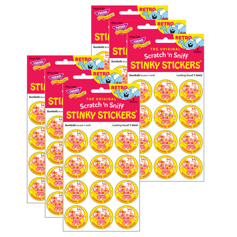 TREND - Looking Good!/Gumballs Scented Stickers, 24 Per Pack, 6 Packs