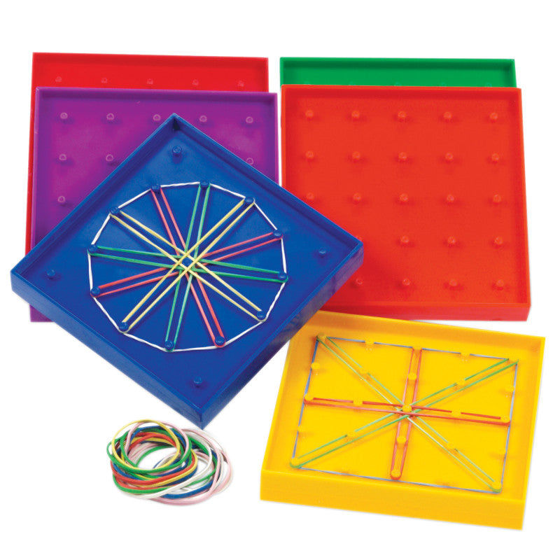 LEARNING RESOURCES - Double-Sided Rainbow Geoboards, Set of 6