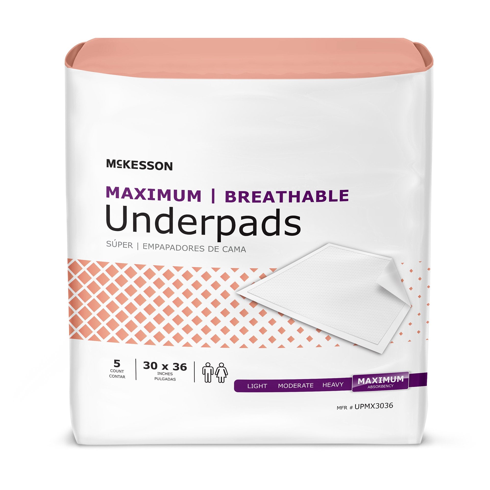 McKesson Brand - Disposable Underpad McKesson Ultimate Breathable 30 X 36 Inch Fluff / Polymer Heavy Absorbency [70/CS]