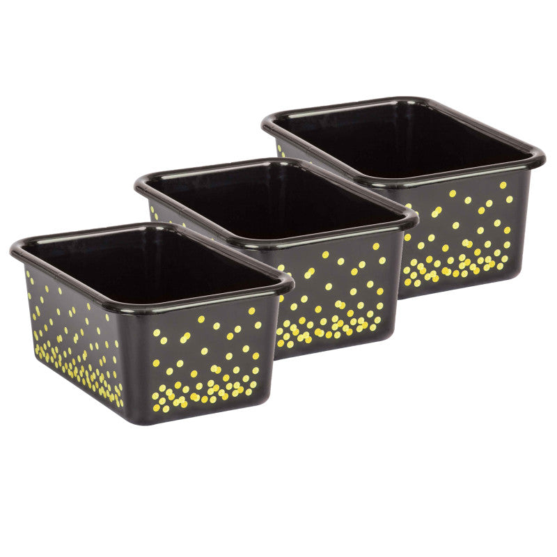 TEACHER CREATED RESOURCES - Black Confetti Small Plastic Storage Bin, Pack of 3