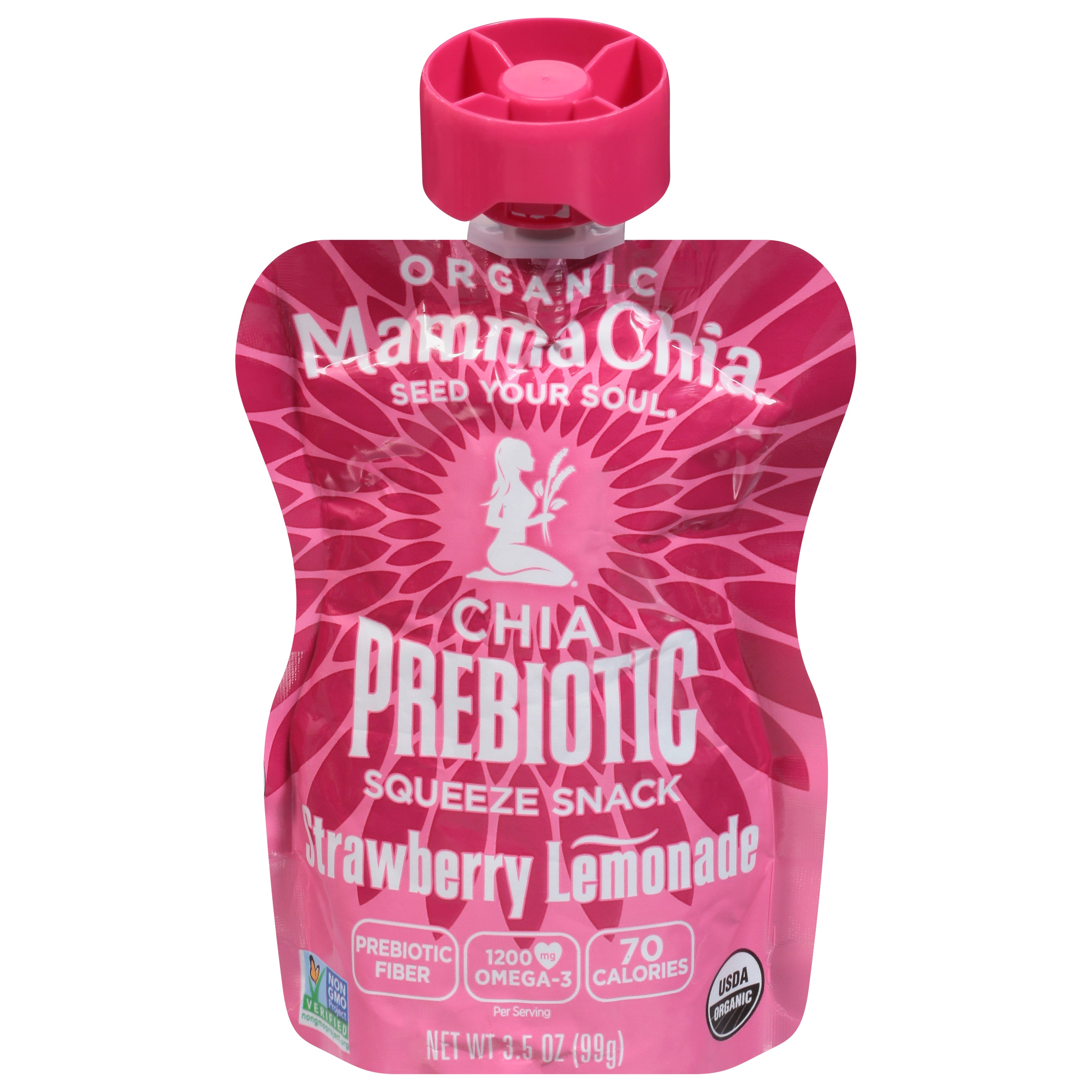 Mamma Chia Prebiotic Organic Strawberry Lemonade Squeeze Snack 3.5 oz - Case of 16