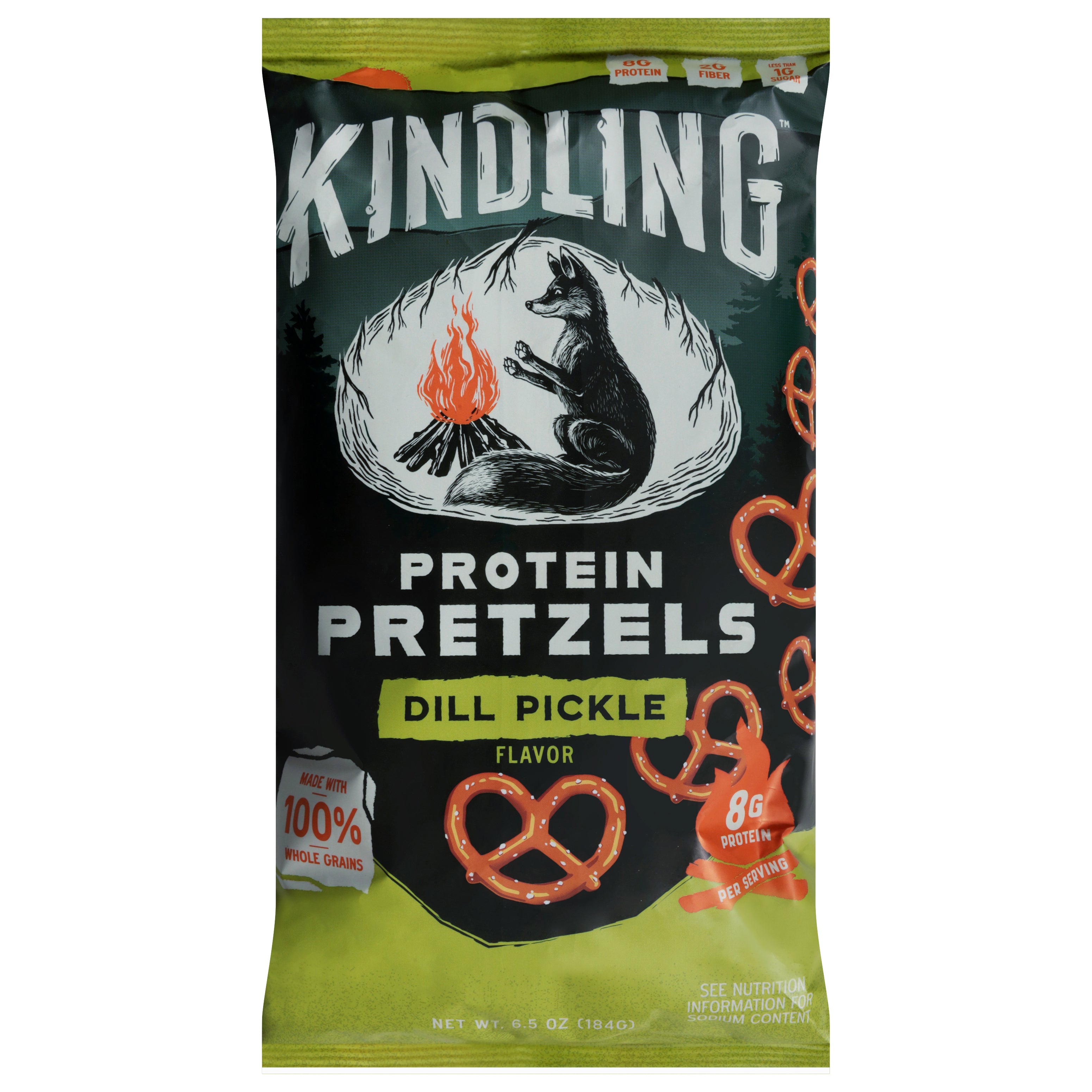 Kindling Dill Pickle Flavor Protein Pretzels 6.5 oz - Case of 8
