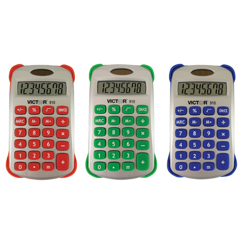 VICTOR - Colorful 8 Digit Handheld Calculator, Pack of 3