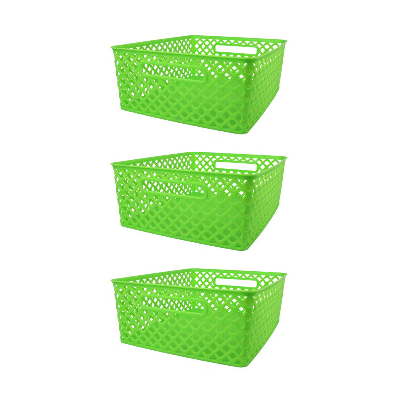 ROMANOFF - Woven Basket, Medium, Lime, Pack of 3