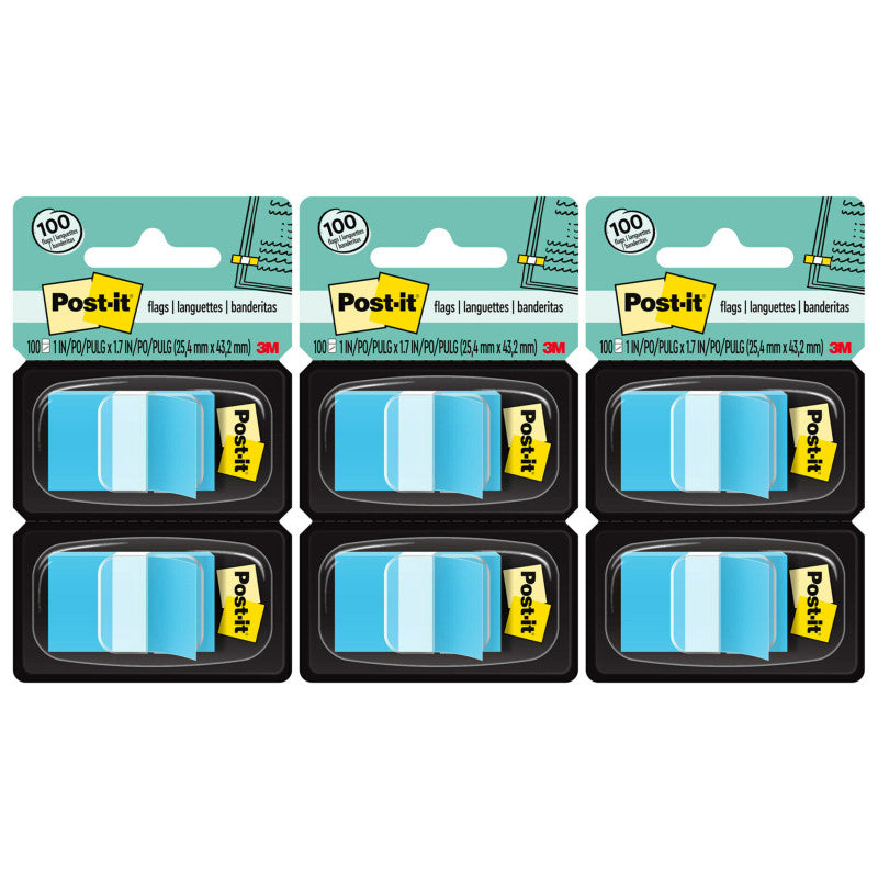 POST-IT - Flags - Blue, 50/Dispenser, 2 Dispenser/Pack, 3 Packs