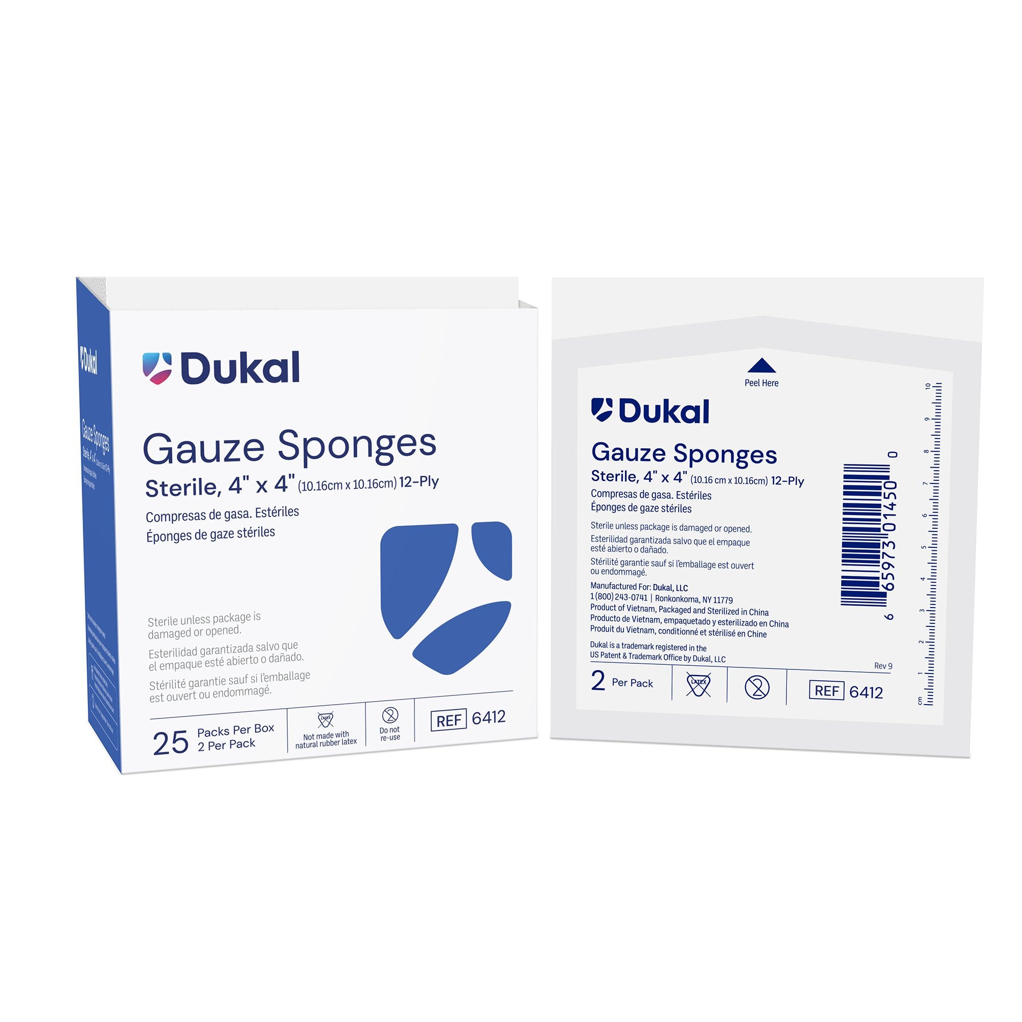 Dukal - Gauze Sponge Dukal™ 4 X 4 Inch 12-Ply Sterile 2 per Pack [1200/CS]