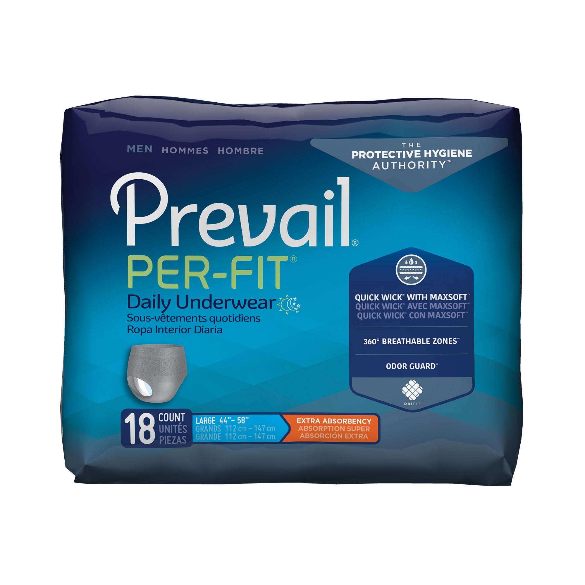 First Quality - Male Adult Absorbent Underwear Prevail® Per-Fit® Pull On with Tear Away Seams Large Disposable Moderate Absorbency [72/CS]