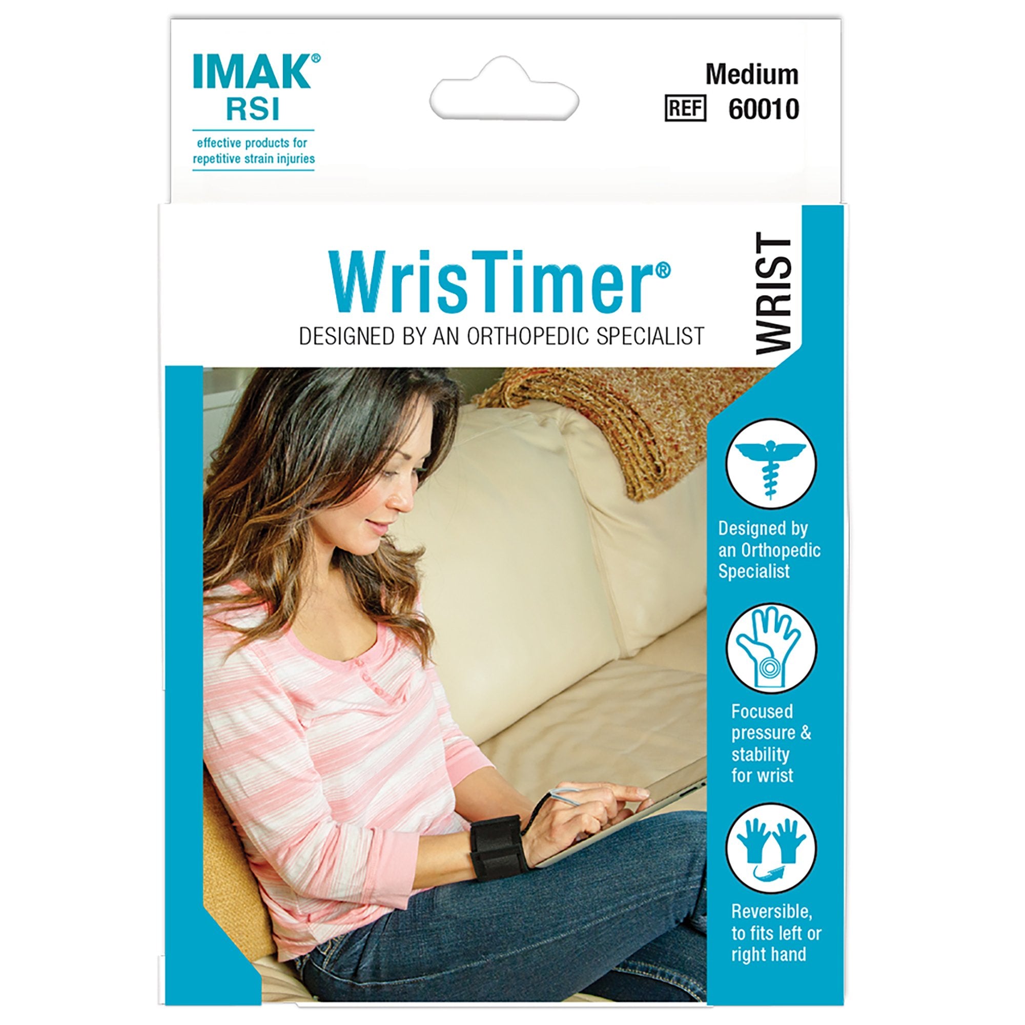 Brownmed - Wrist Support IMAK® RSI WrisTimer® Daytime Elastic Left or Right Hand Black Small [1/EA]