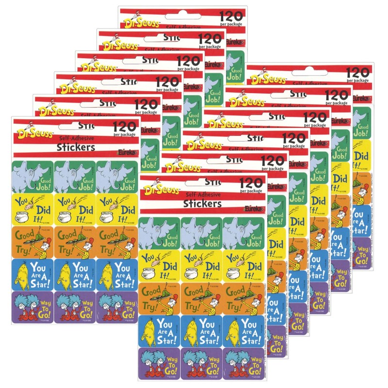 EUREKA - Dr. Seuss™ Success Stickers, 120 Per Pack, 12 Packs