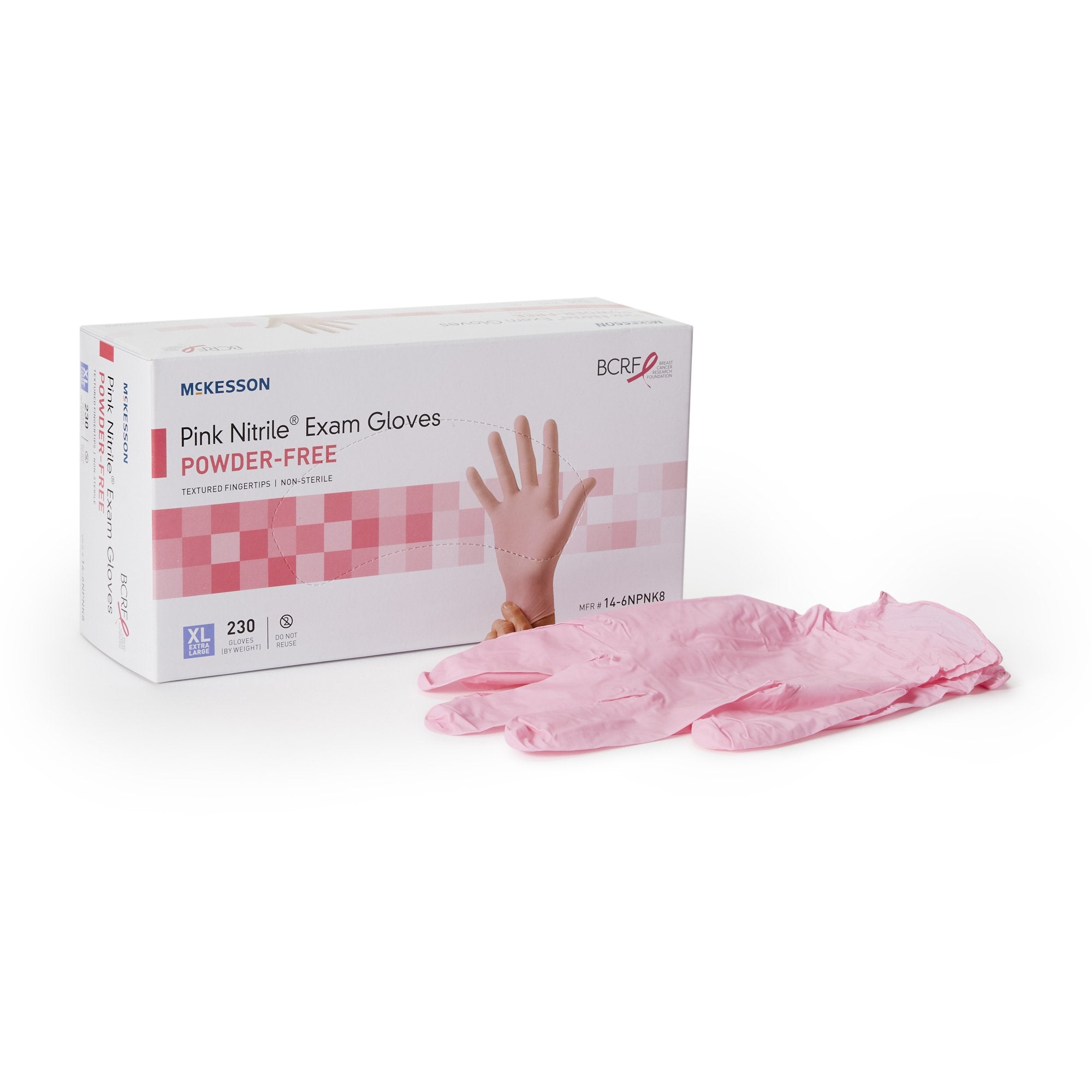 McKesson Brand - Exam Glove McKesson Pink Nitrile® X-Large NonSterile Nitrile Standard Cuff Length Textured Fingertips Pink Not Rated [230/BX]