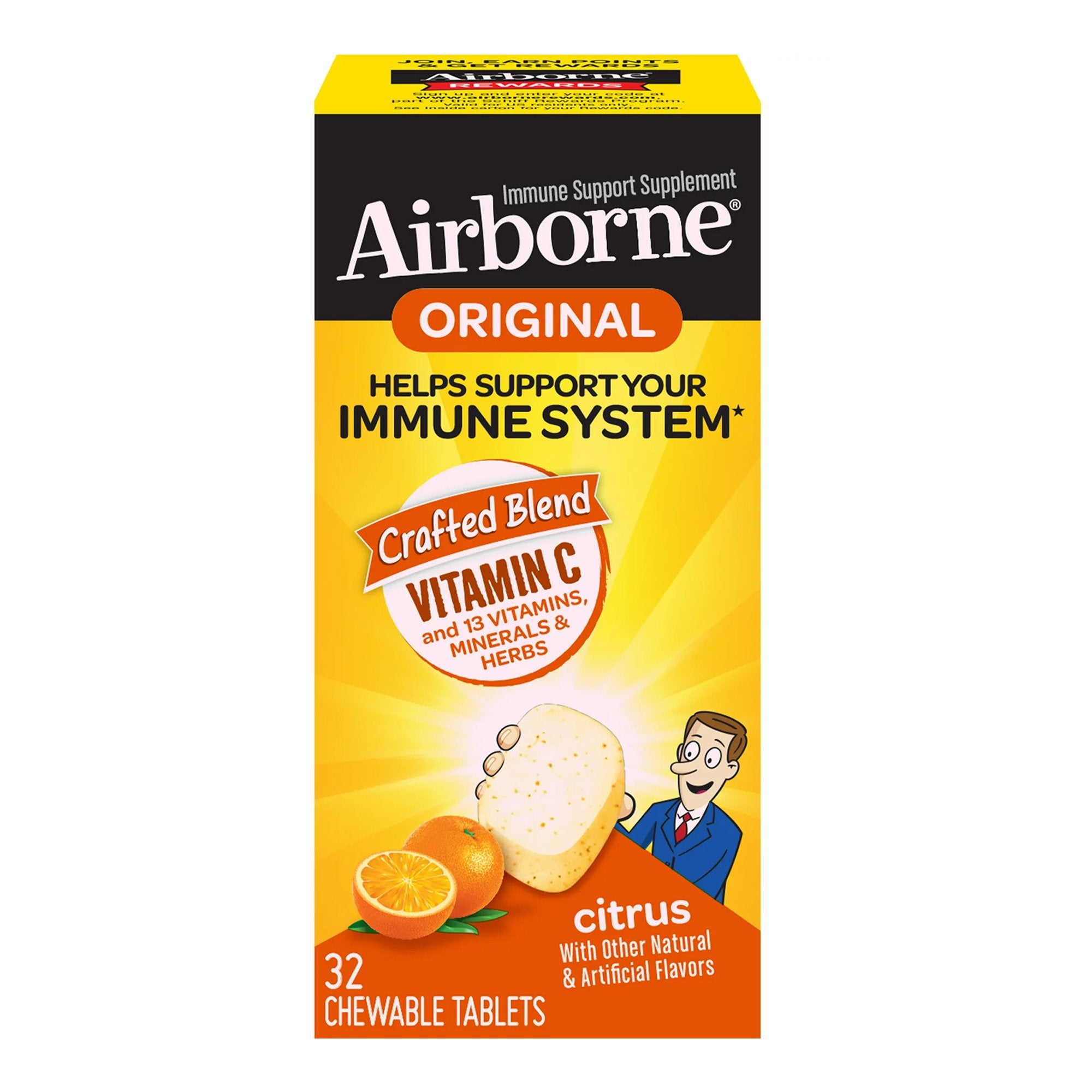 RB Health US LLC - Immune Support Supplement Airborne® Chewable Tablet 32 per Bottle [1/BT]