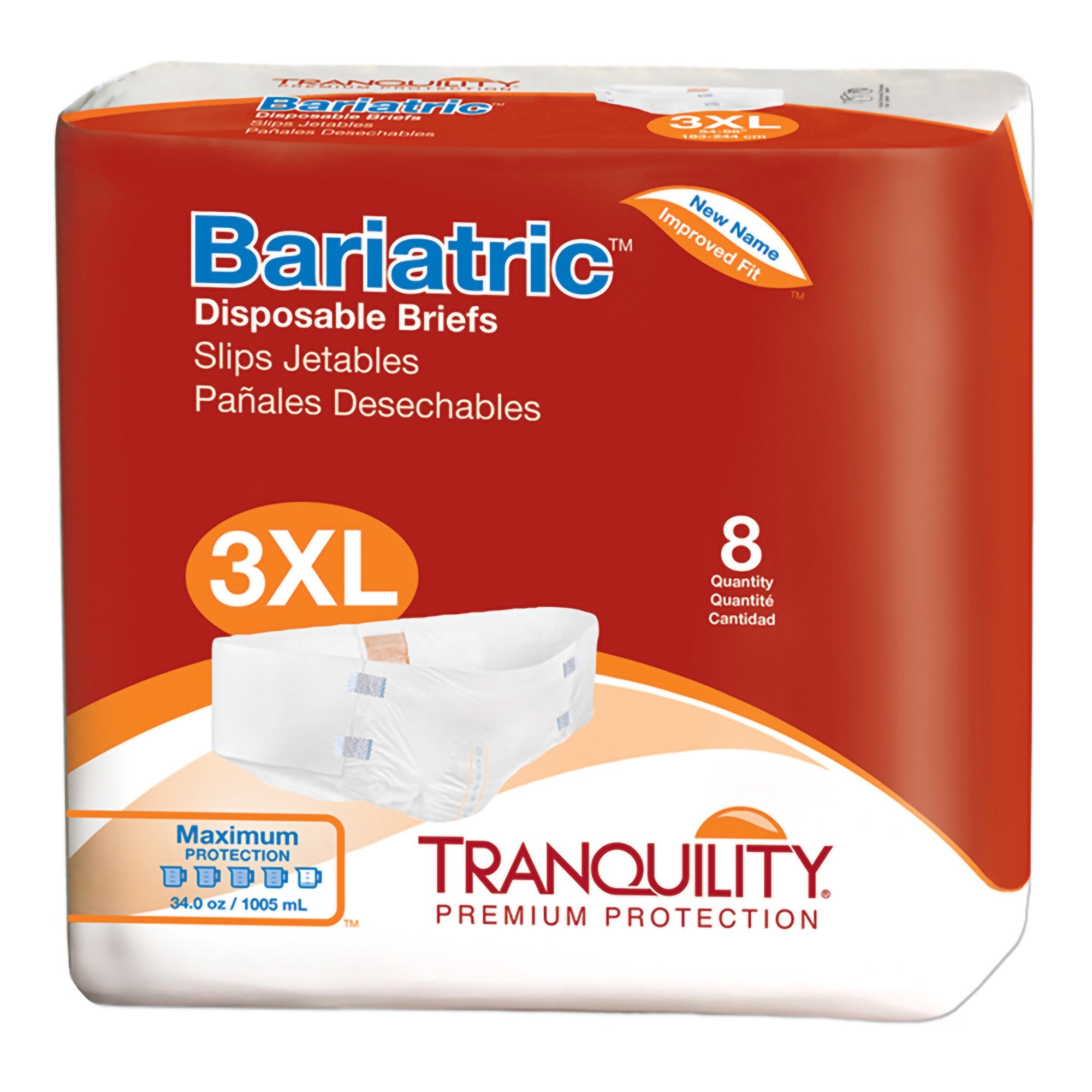 Principle Business Enterprises - Unisex Adult Incontinence Brief Tranquility® Bariatric 3X-Large Disposable Heavy Absorbency [32/CS]