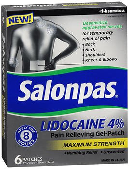 Emerson Healthcare - Topical Pain Relief Salonpas® 4% Strength Lidocaine Patch 6 per Box [6/BX]