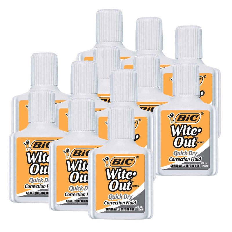 BIC - Wite-Out® Quick Dry Correction Fluid, Pack of 12