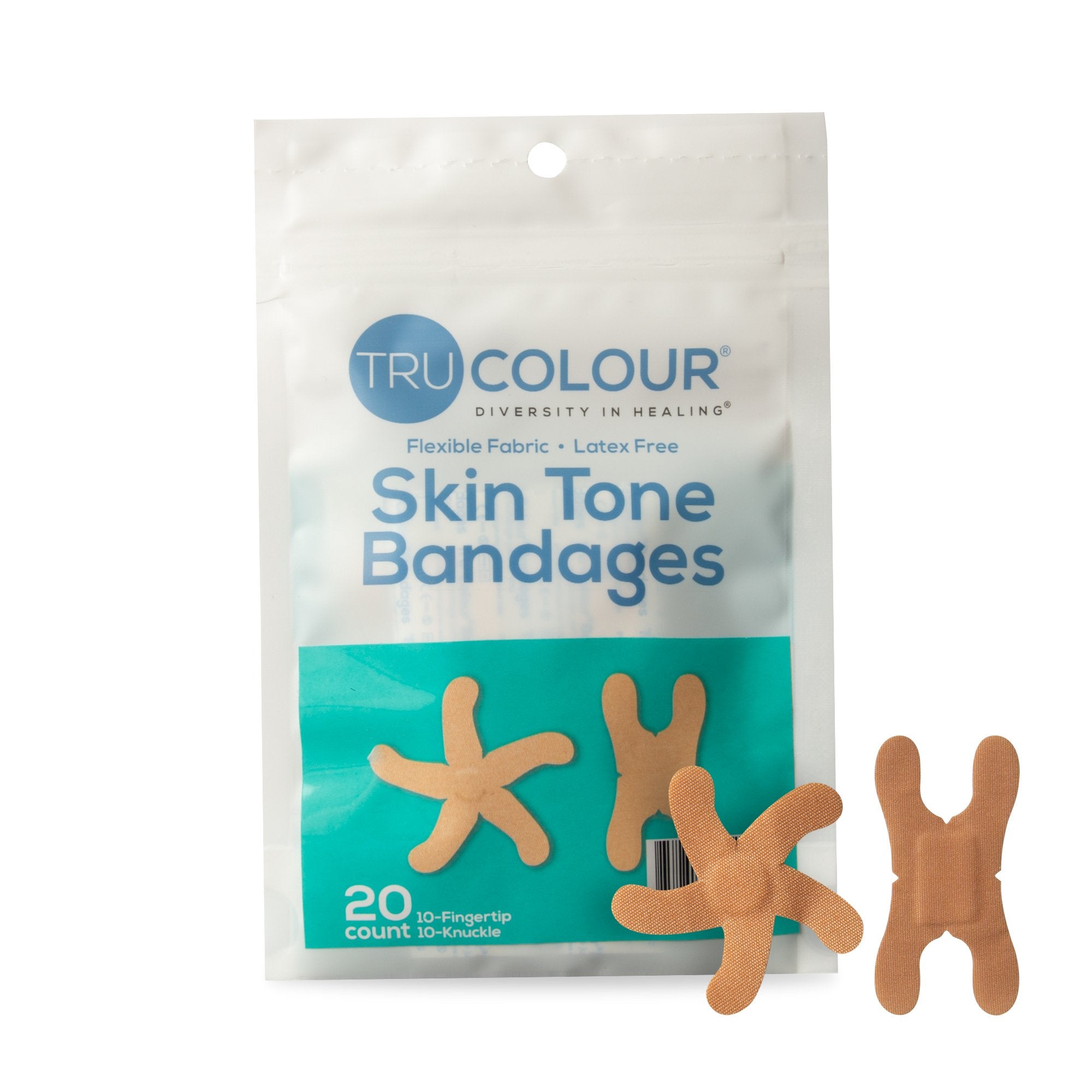 Tru-Colour Products LLC - Waterproof Adhesive Strip Tru-Colour® Assorted Sizes Fabric Knuckle / Fingertip Beige Sterile [1000/CS]