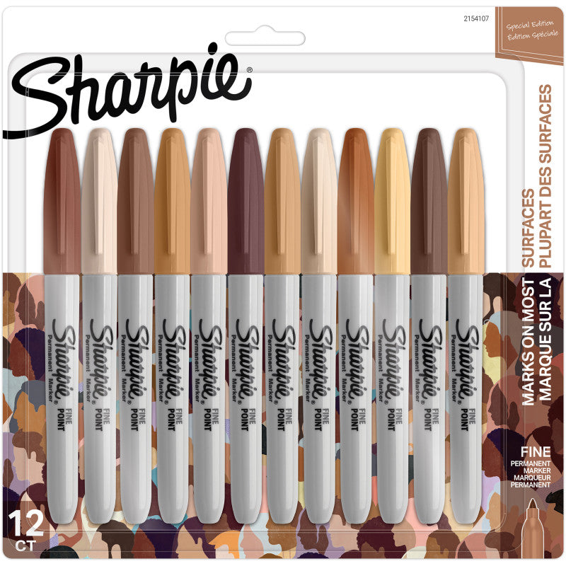 SHARPIE - Permanent Markers, Portrait Colors, Fine Point, Assorted, 12 Count