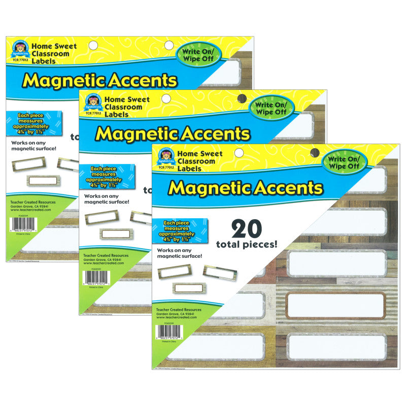 TEACHER CREATED RESOURCES - Home Sweet Classroom Labels Magnetic Accents, 20 Per Pack, 3 Packs