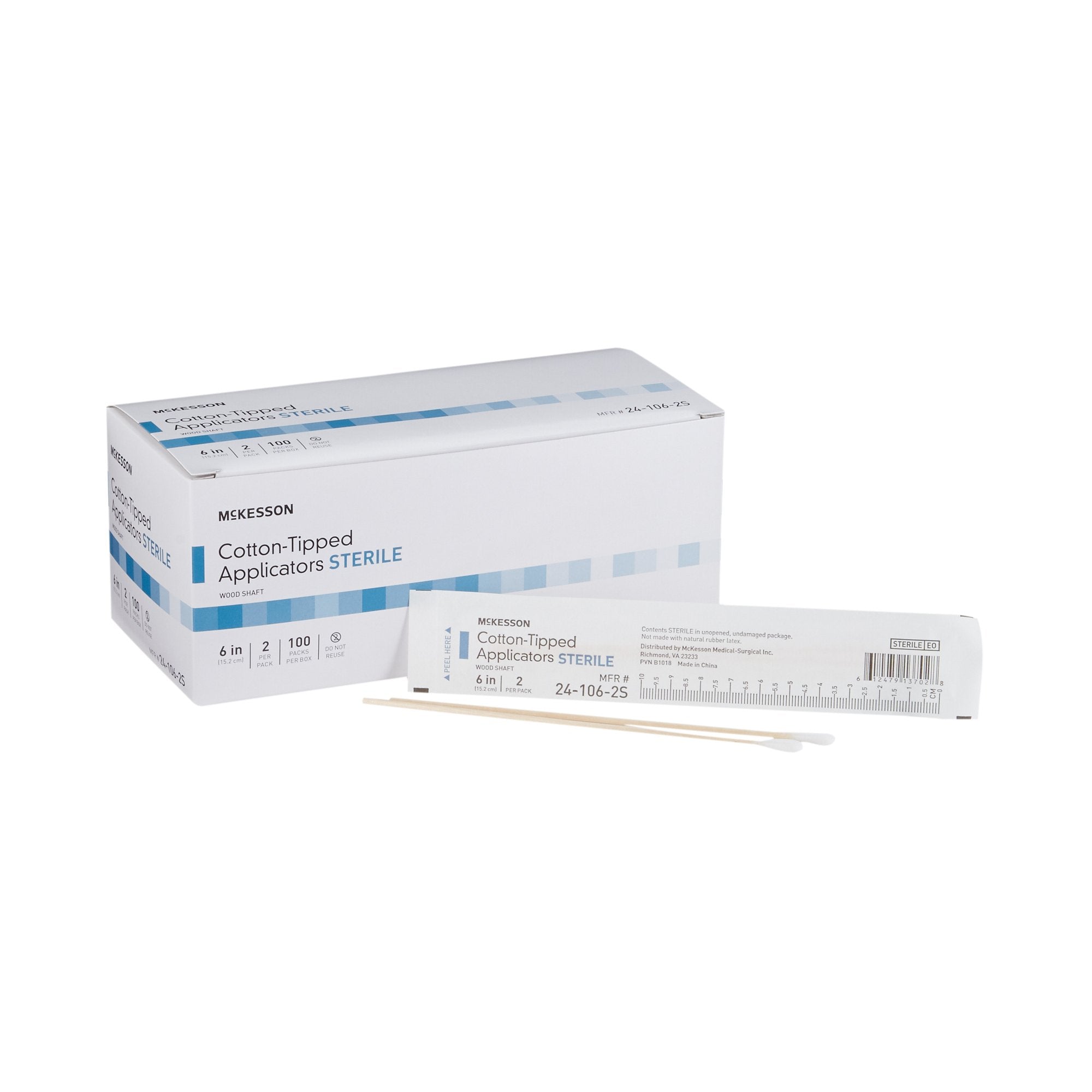 McKesson Brand - Swabstick McKesson Cotton Tip Wood Shaft 6 Inch Sterile 2 per Pack [1/PK]