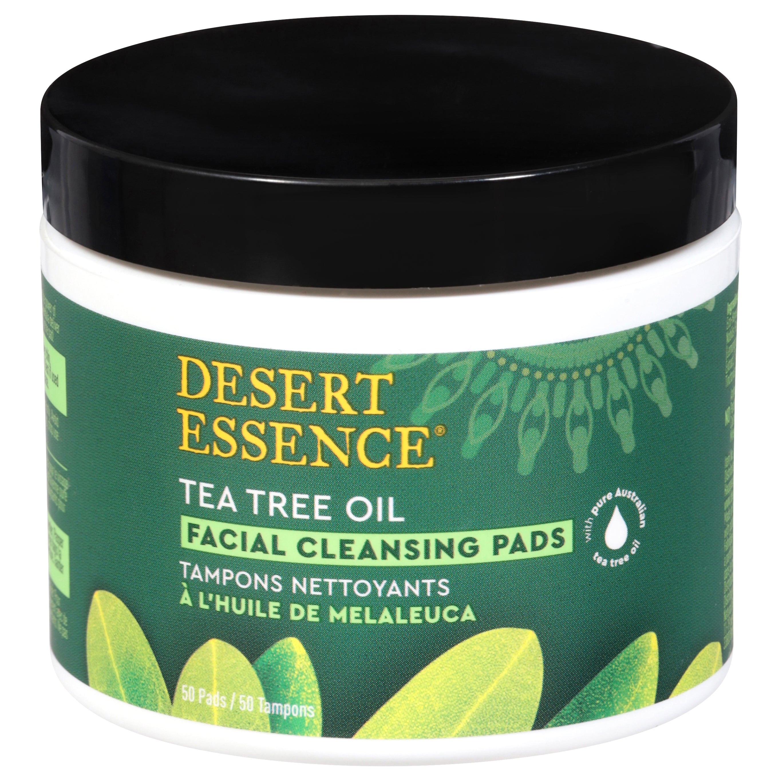 Desert Essence Tea Tree Oil Facial Cleansing Pads 50 ea - Case of 3