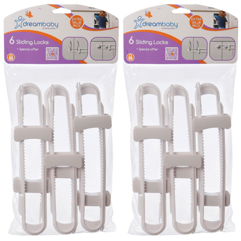 DREAMBABY - Cabinet Sliding Locks, 6 Per Pack, 2 Packs