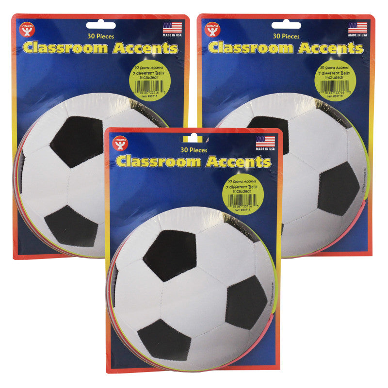 HYGLOSS - 6" Sports Ball Accents, 30 Per Pack, 3 Packs
