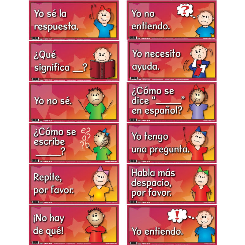 POSTER PALS - Spanish Anchor Charts, 18" x 8", Set of 12