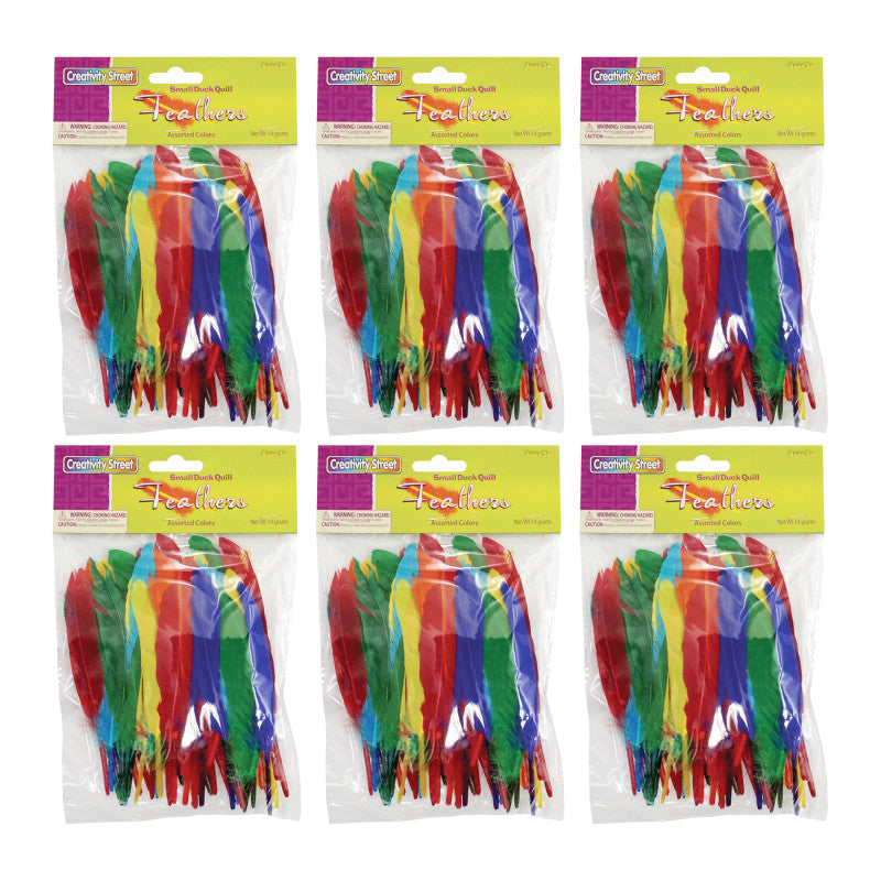 CREATIVITY STREET - Duck Quills, Assorted Colors, 3" to 5", 14 grams Per Pack, 6 Packs