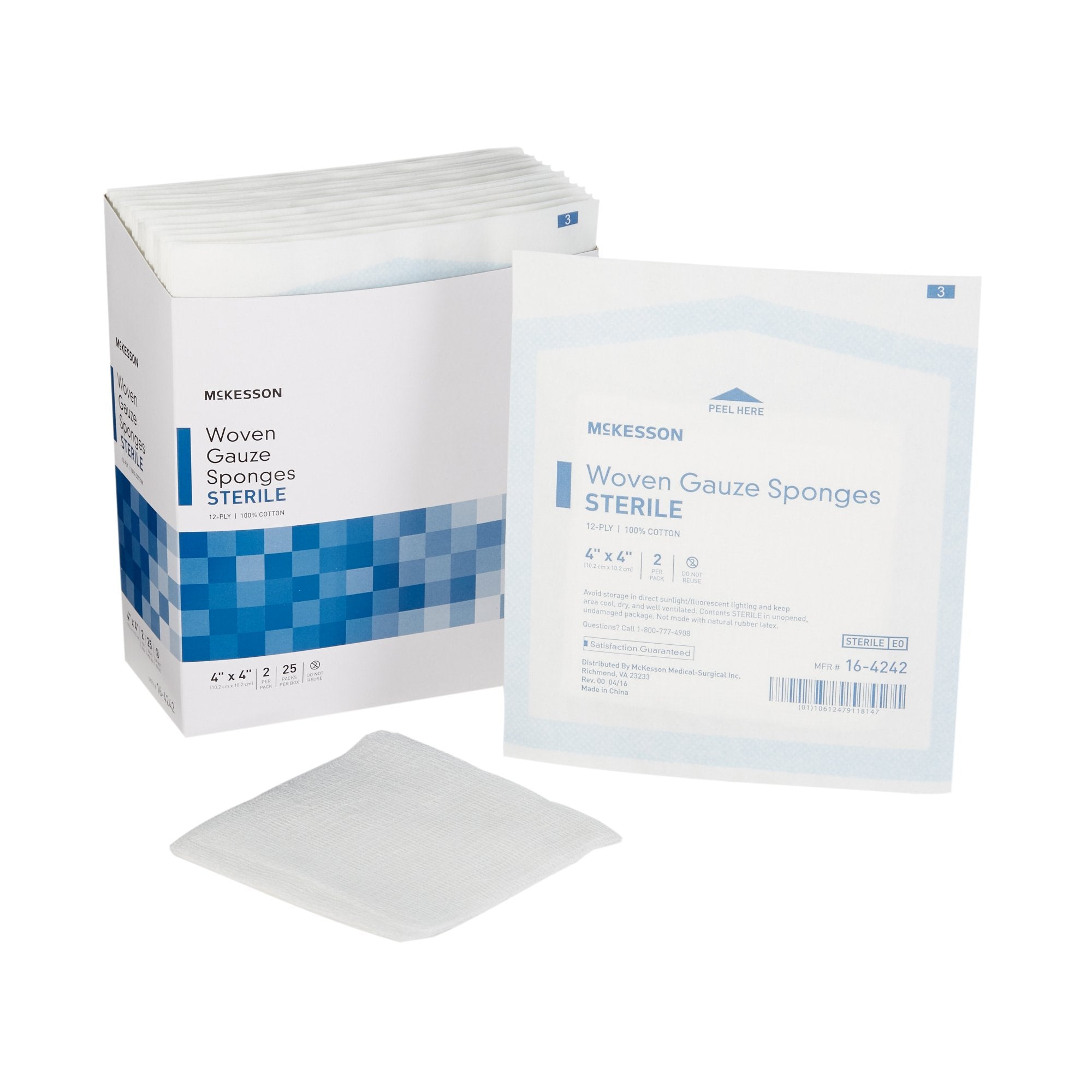 McKesson Brand - Gauze Sponge McKesson 4 X 4 Inch 12-Ply Sterile 2 per Pack [25/BX] (762703_BX)
