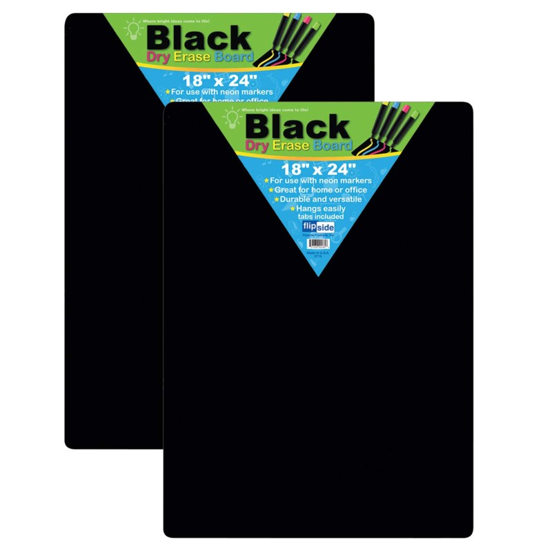 FLIPSIDE PRODUCTS - Black Dry Erase Board, 18" x 24", Pack of 2