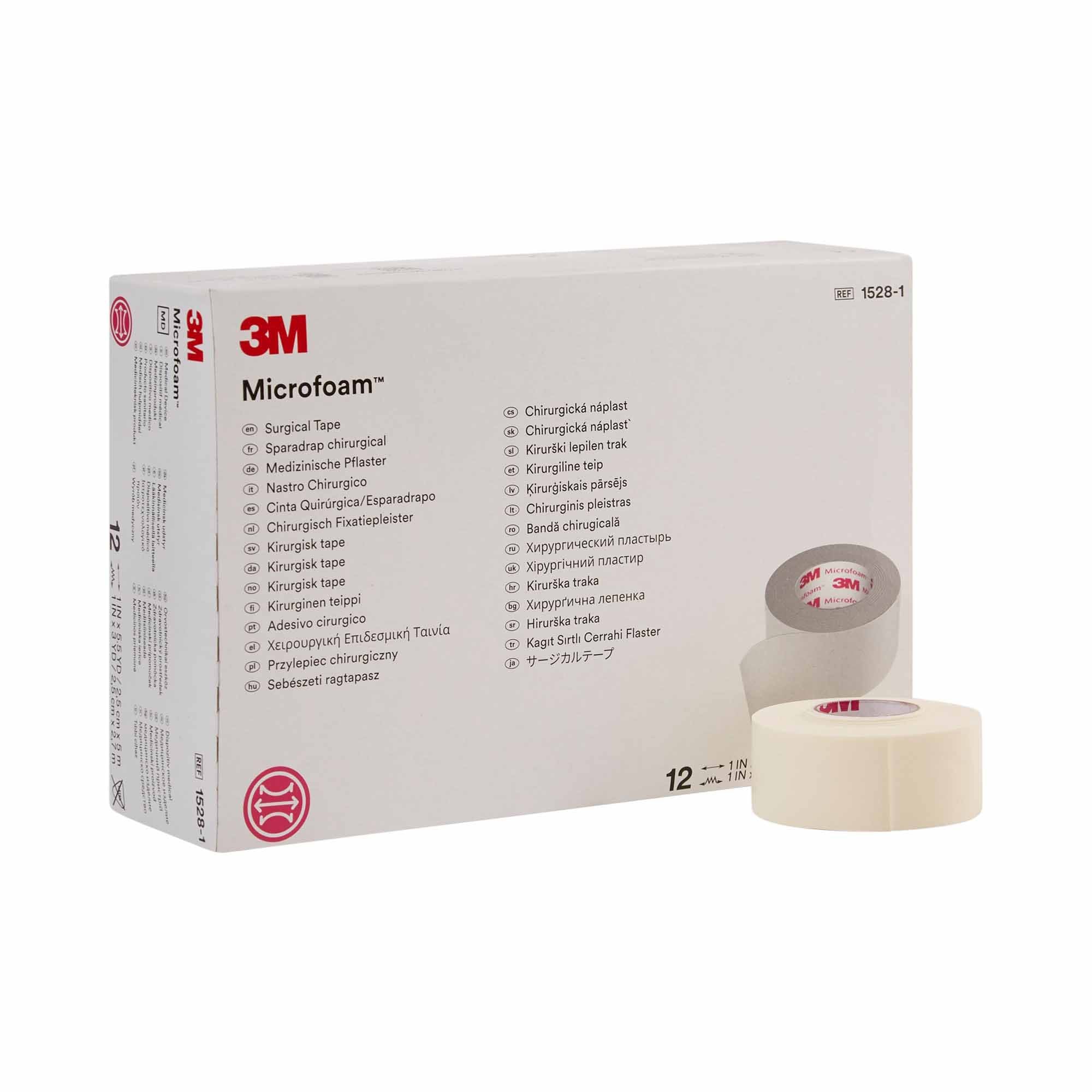 Solventum Corporation - Medical Tape 3M™ Microfoam™ White 1 Inch X 5-1/2 Yard Elastic / Foam NonSterile [12/BX]