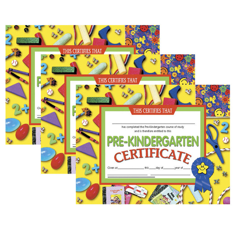 HAYES PUBLISHING - Pre-Kindergarten Certificate, 8.5" x 11", 30 Per Pack, 3 Packs (H-VA600-3)