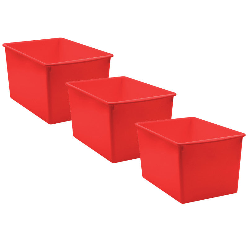 TEACHER CREATED RESOURCES - Red Plastic Multi-Purpose Bin, Pack of 3