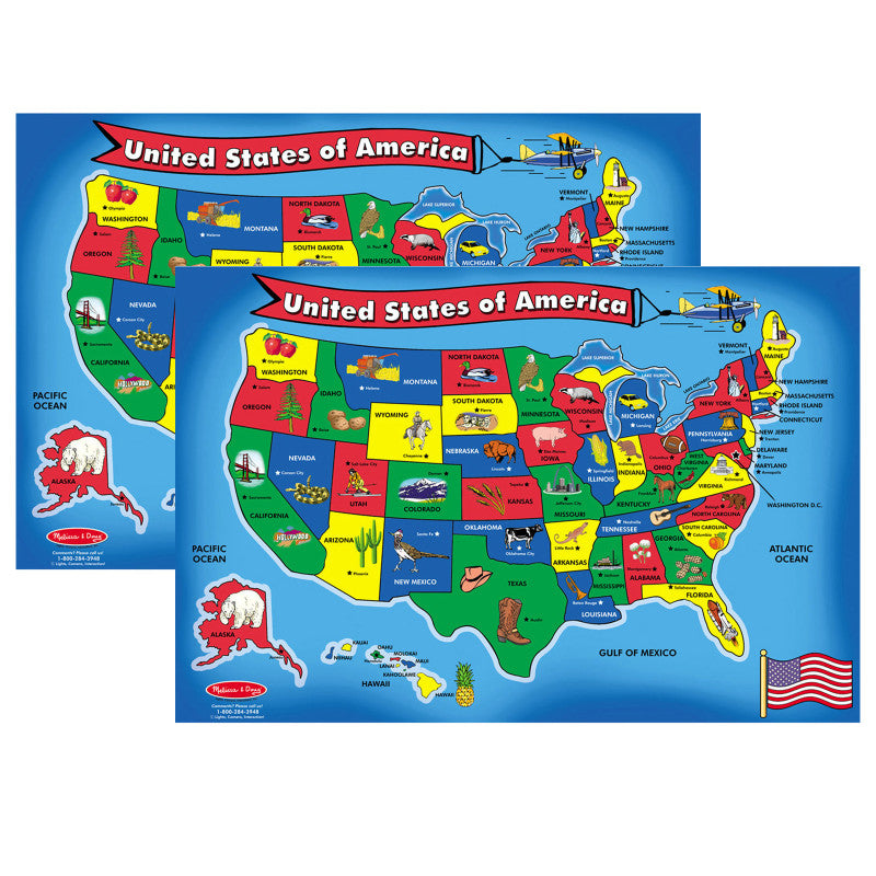 MELISSA & DOUG - U.S.A. (United States) Map Floor Puzzle - 51 Pieces, Pack of 2