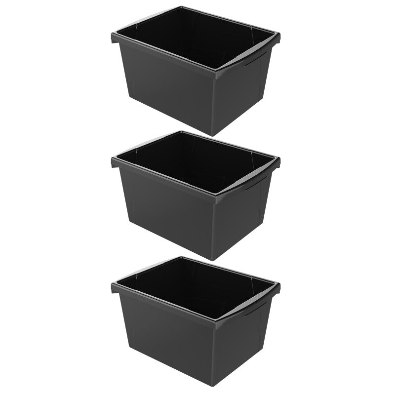 STOREX - Small Classroom Storage Bin, Black, Pack of 3