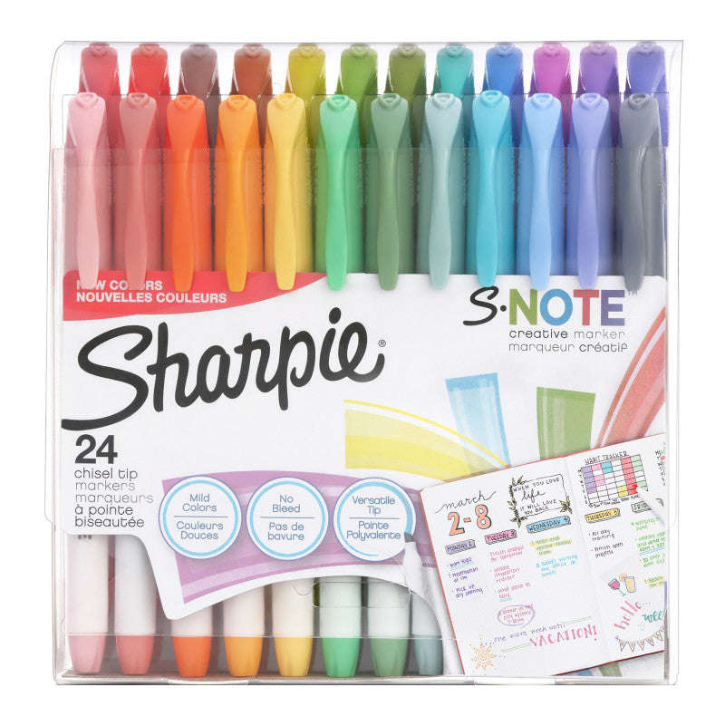 SHARPIE - S-Note Creative Markers, Highlighters, Assorted Colors, Chisel Tip, 24 Count