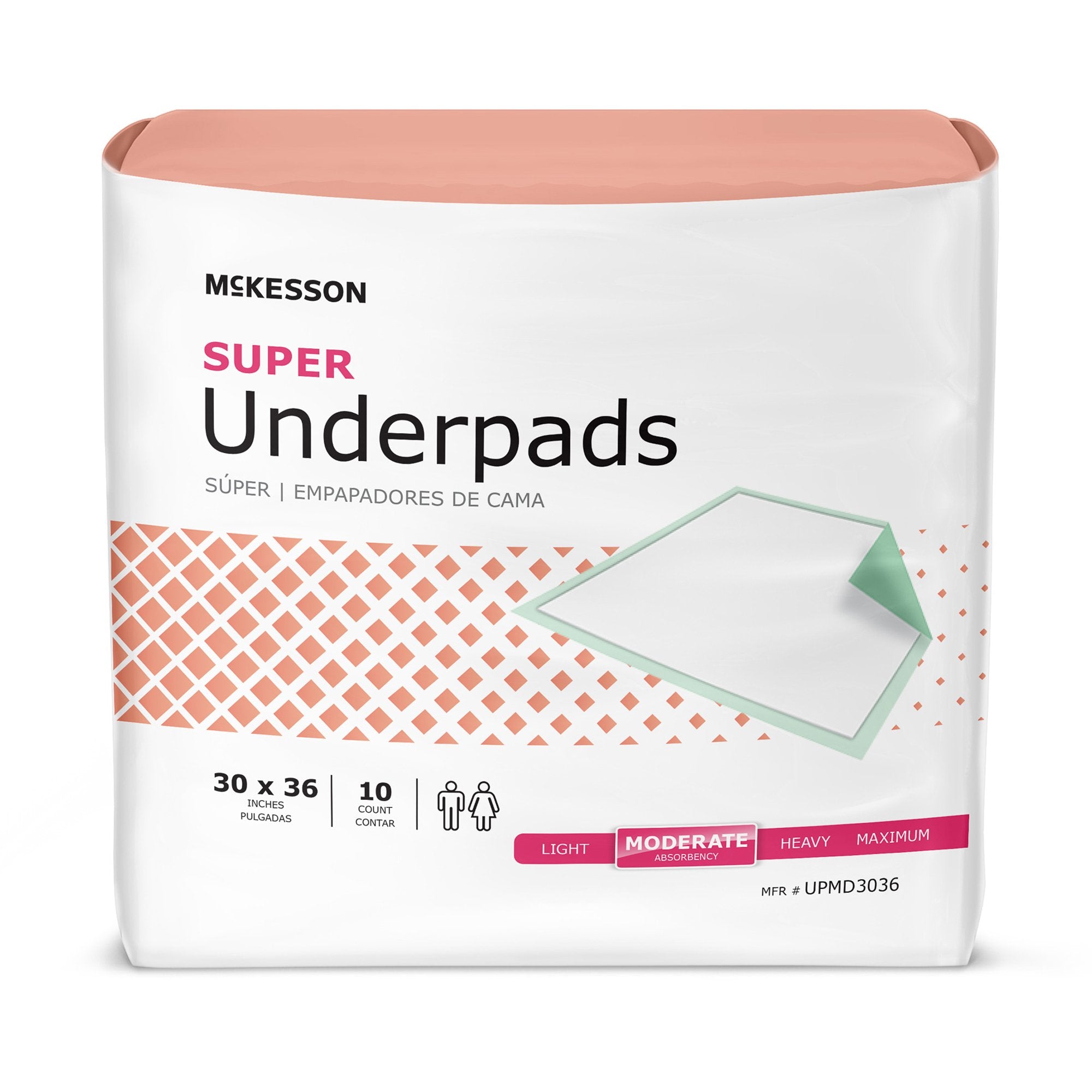 McKesson Brand - Disposable Underpad McKesson Super 30 X 36 Inch Fluff / Polymer Moderate Absorbency [100/CS]