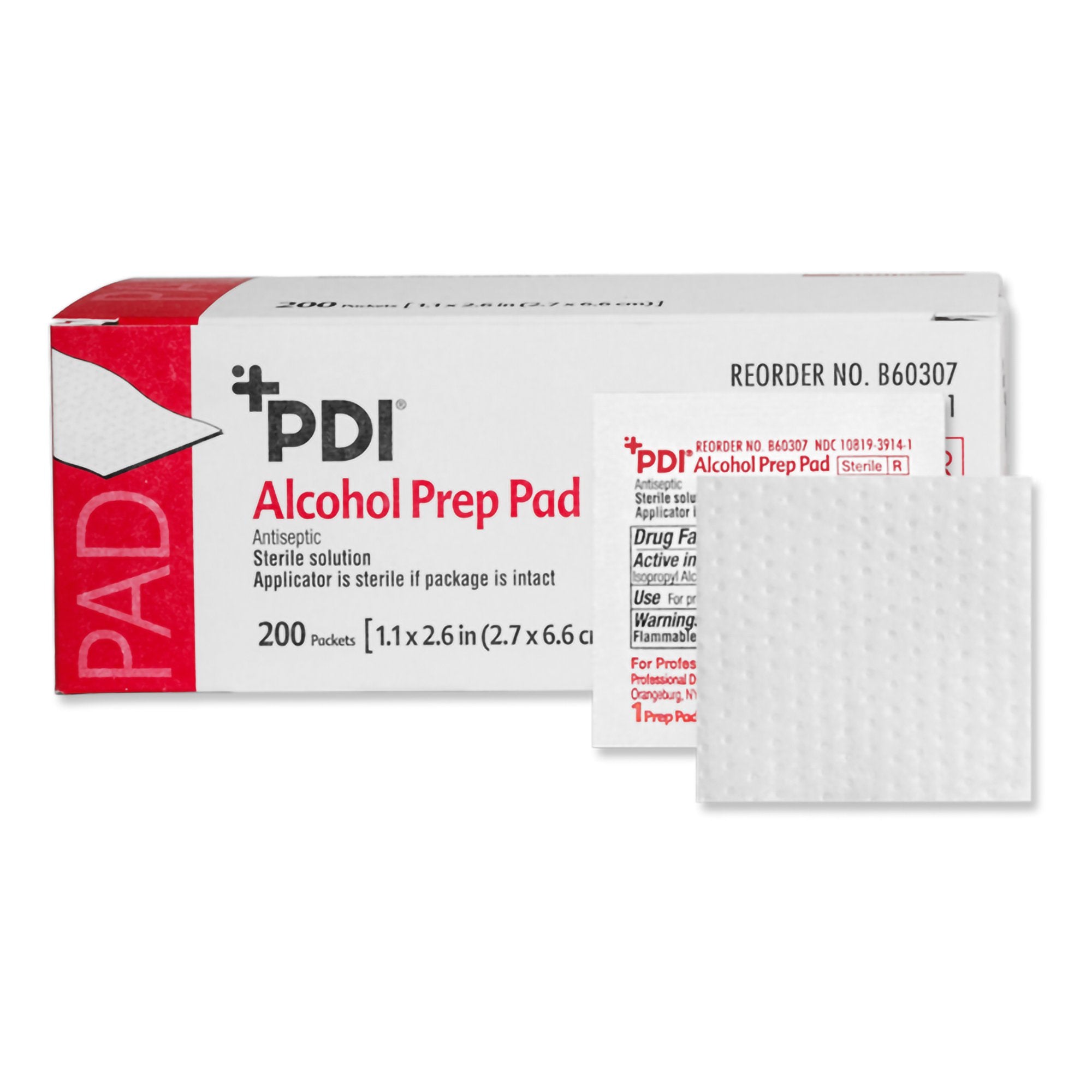 Professional Disposables - Alcohol Prep Pad PDI® 70% Strength Isopropyl Alcohol Individual Packet Medium Sterile [4000/CS]