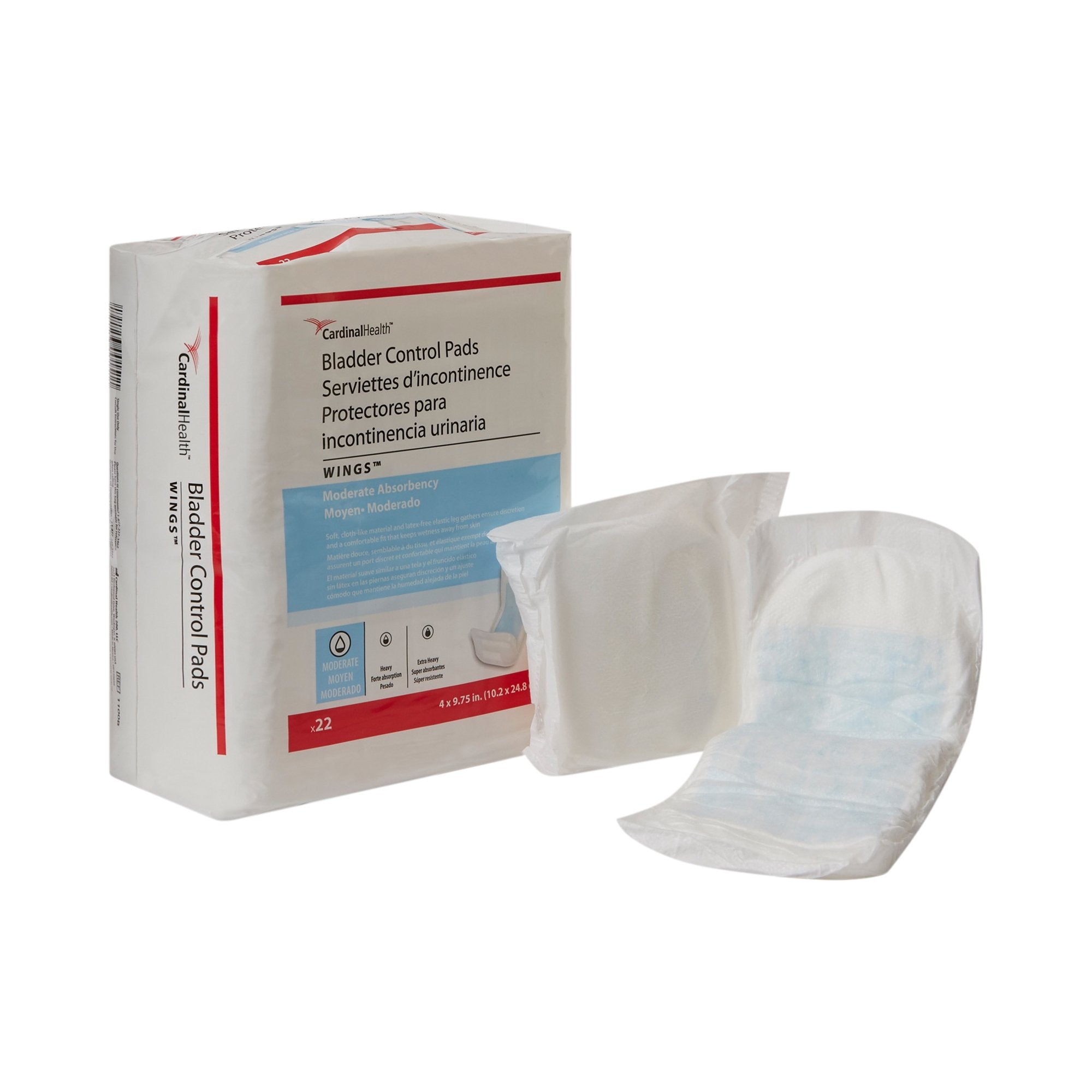 Cardinal - Bladder Control Pad Sure Care™ 4 X 9-3/4 Inch Moderate Absorbency Polymer Core One Size Fits Most [132/CS]