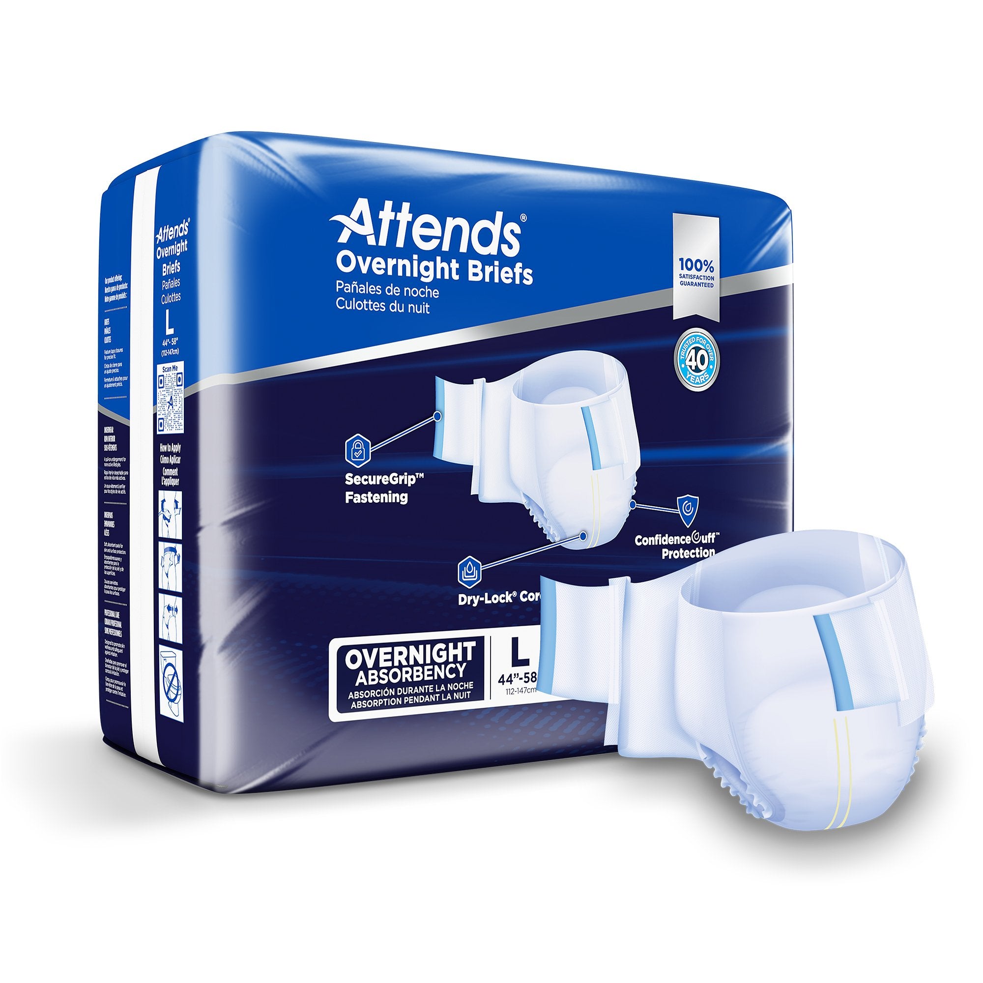 Attends Healthcare Products - Unisex Adult Incontinence Brief Attends® Overnight Large Disposable Heavy Absorbency [56/CS]