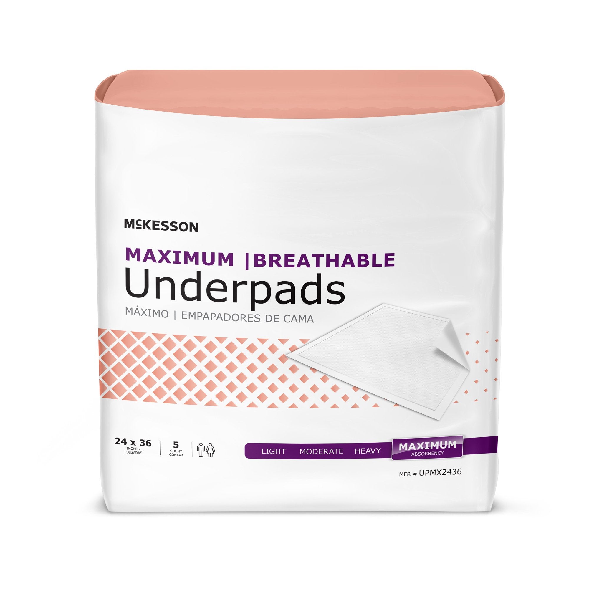 McKesson Brand - Disposable Underpad McKesson Ultimate Breathable 24 X 36 Inch Fluff / Polymer Heavy Absorbency [70/CS]