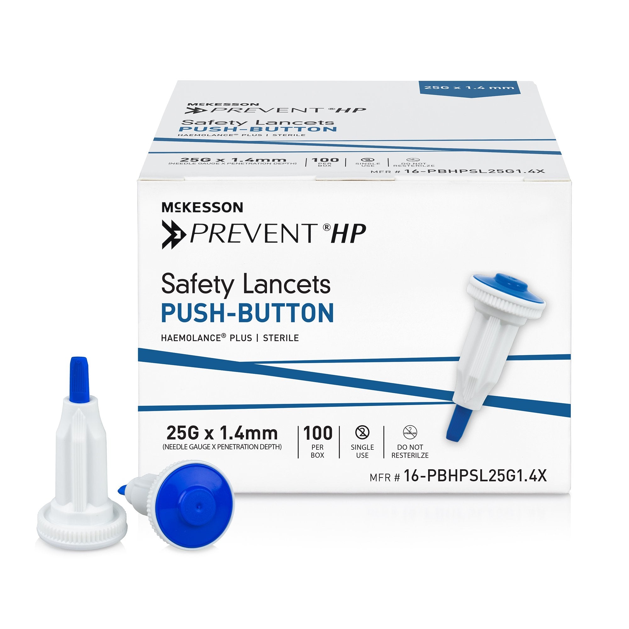 McKesson Brand - Safety Lancet McKesson Prevent® HP 25 Gauge Retractable Push Button Activation Finger [2000/CS] (1217985_CS)