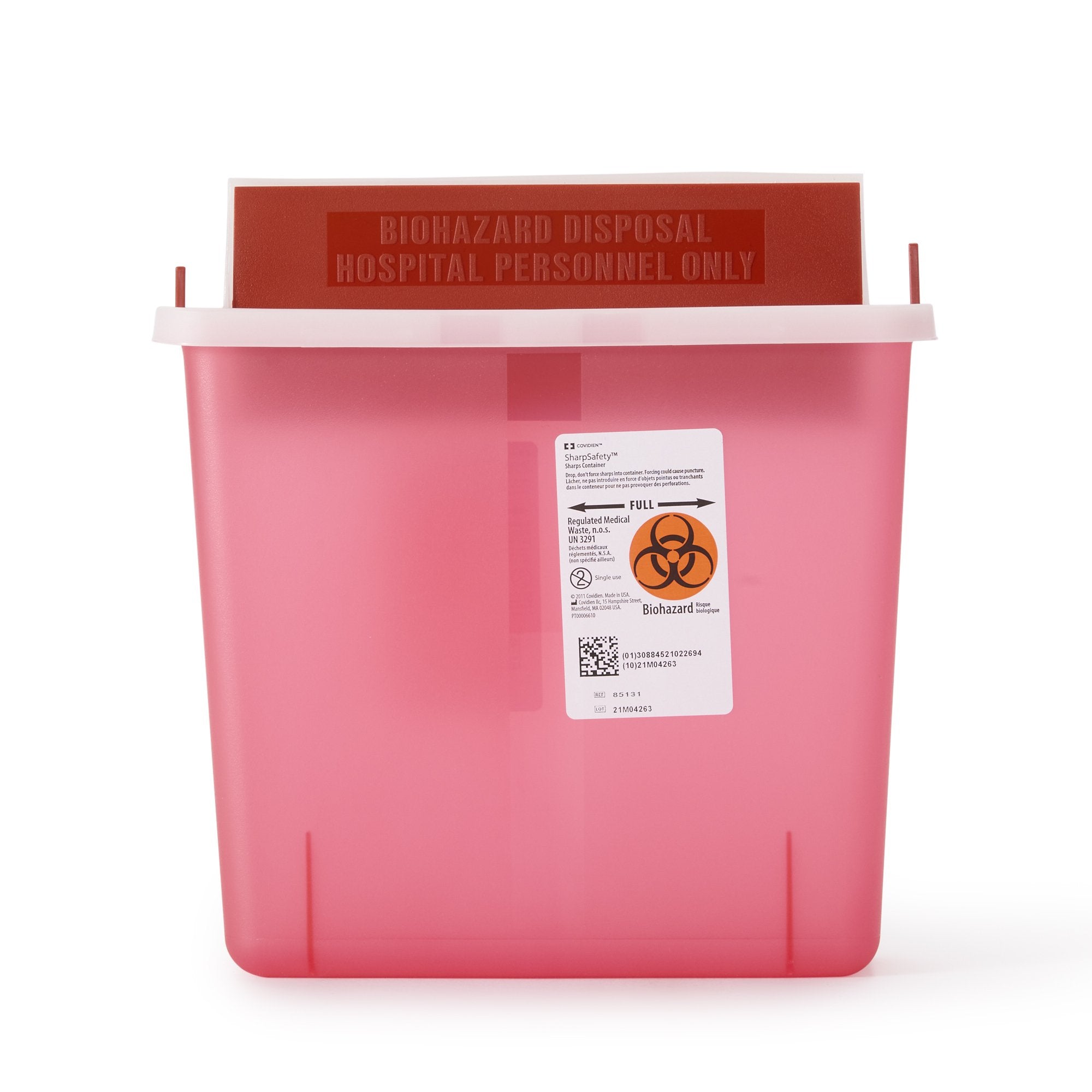 Cardinal - Sharps Container In-Room™ Translucent Red Base 11 H X 10-3/4 W X 4-3/4 D Inch Horizontal Entry 1.25 Gallon [20/CS] (172258_CS)