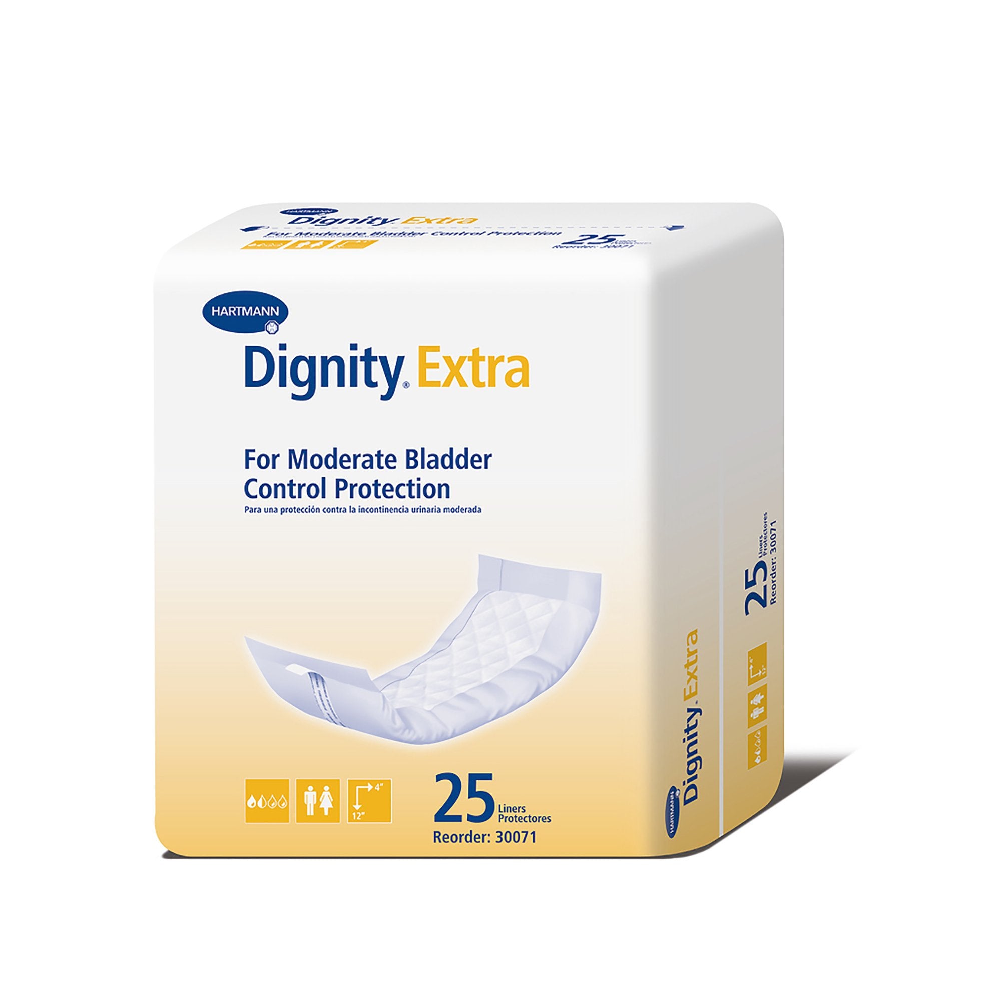 Hartmann - Incontinence Liner Dignity® Extra™ 4 X 12 Inch Moderate Absorbency Polymer Core One Size Fits Most [250/CS]