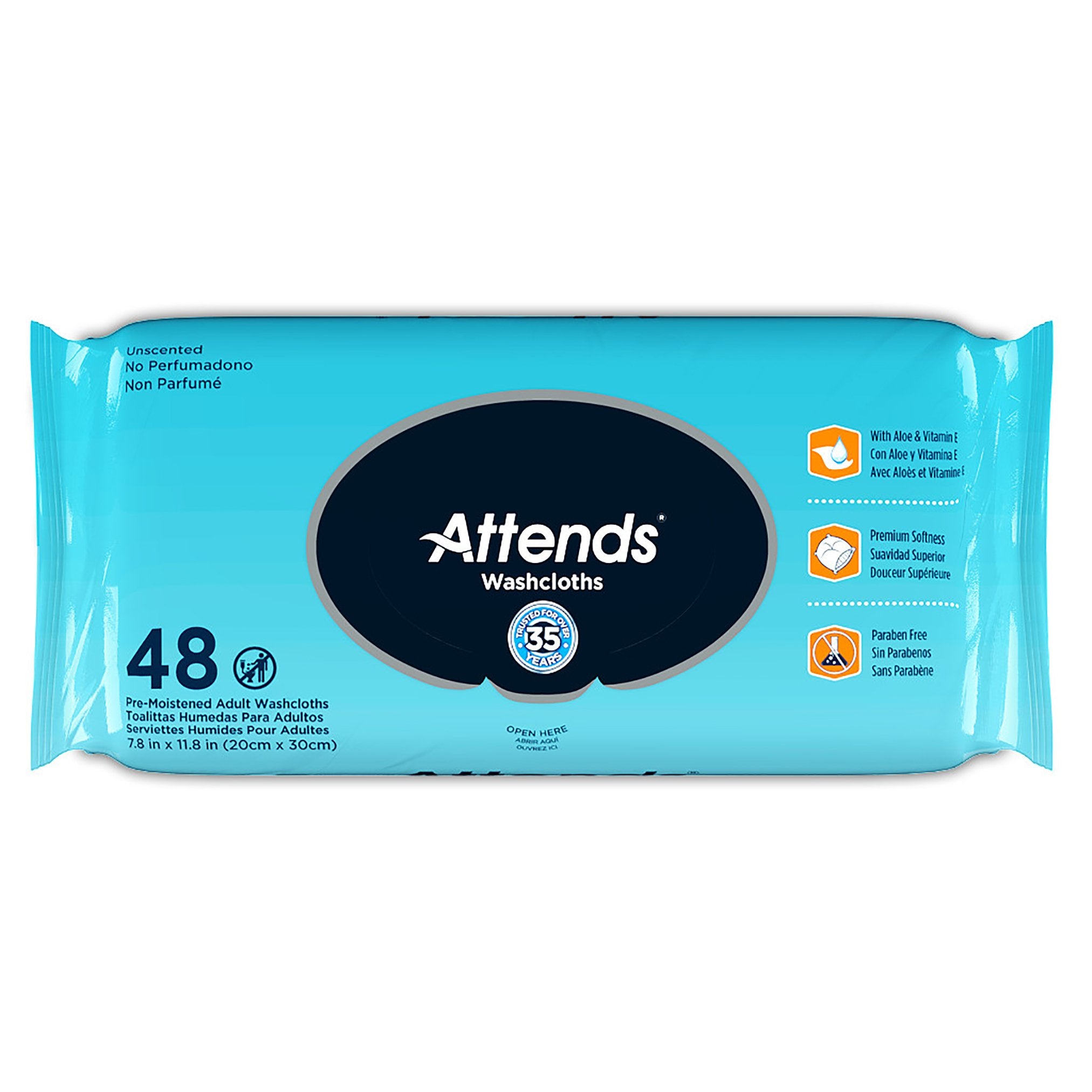 Attends Healthcare Products - Personal Cleansing Wipe Attends® Soft Pack Unscented 48 Count [576/CS]