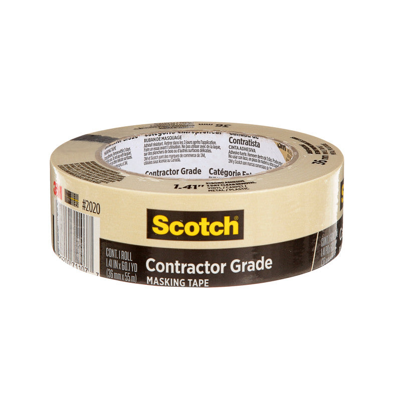 Contractor Grade Masking Tape, 1.41 in x 60.1 yd (36mm x 55m), 1 Roll