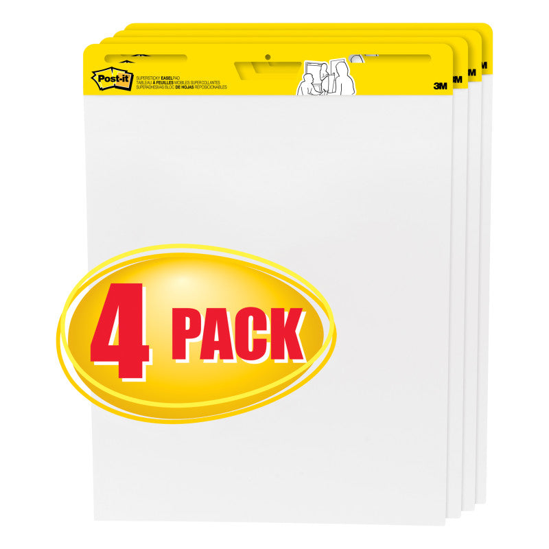 POST-IT - Easel Pad, 25" x 30", Self Stick Sheets, 30 Sheets/Pad, Pack of 4