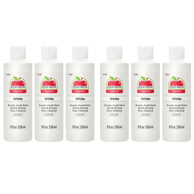Acrylic Paint Matte, 8oz., White, Pack of 6
